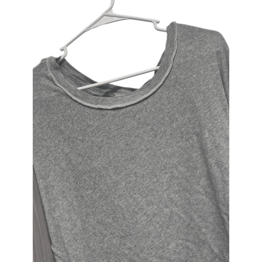 Free People Oversized Boho Top Grey Mesh Bell Sleeve Size Small Petite